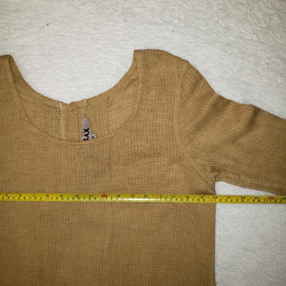 Flax Sz S Linen Blend Yellow Tunic Blouse 3/4 Sleeve Lagenlook Button Accet Top - Picture 9 of 10